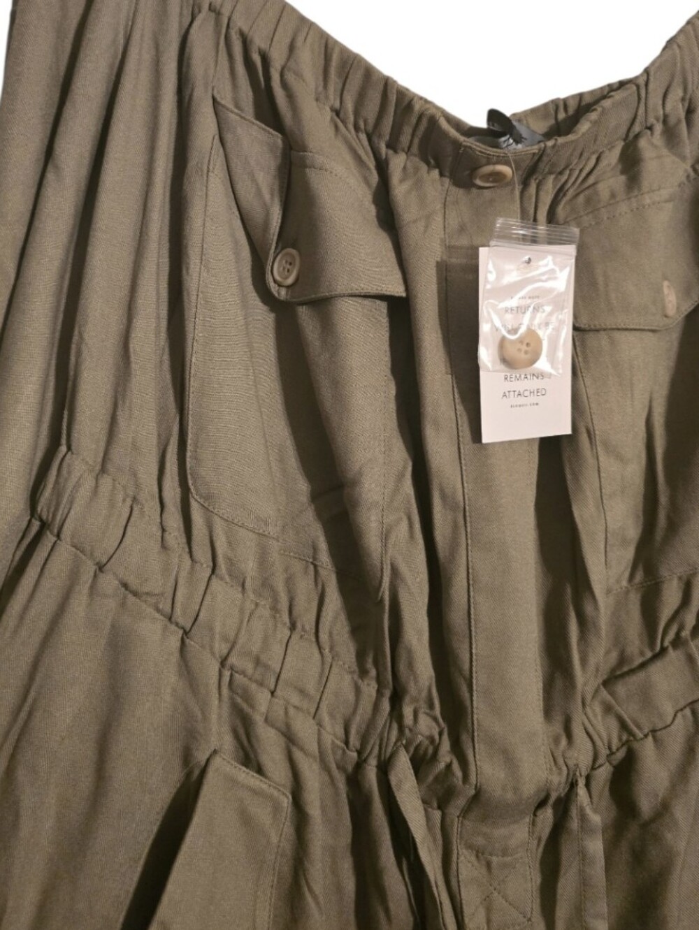 Eloquii Olive Off-Shoulder Utility Jumpsuit Size 16 NWT - Picture 3 of 6